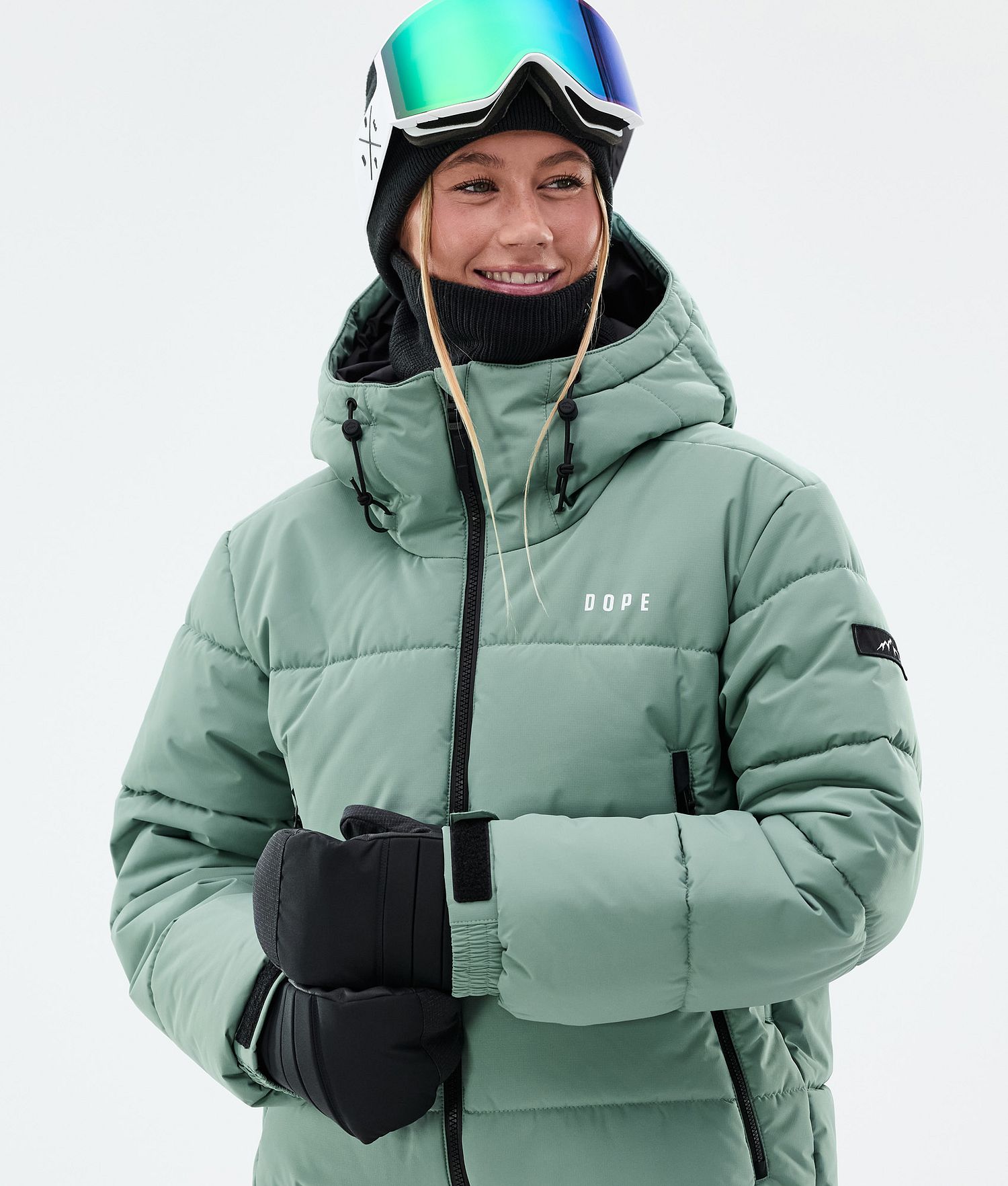 Dope Puffer W Full Zip Snowboard Jacket Women Faded Green