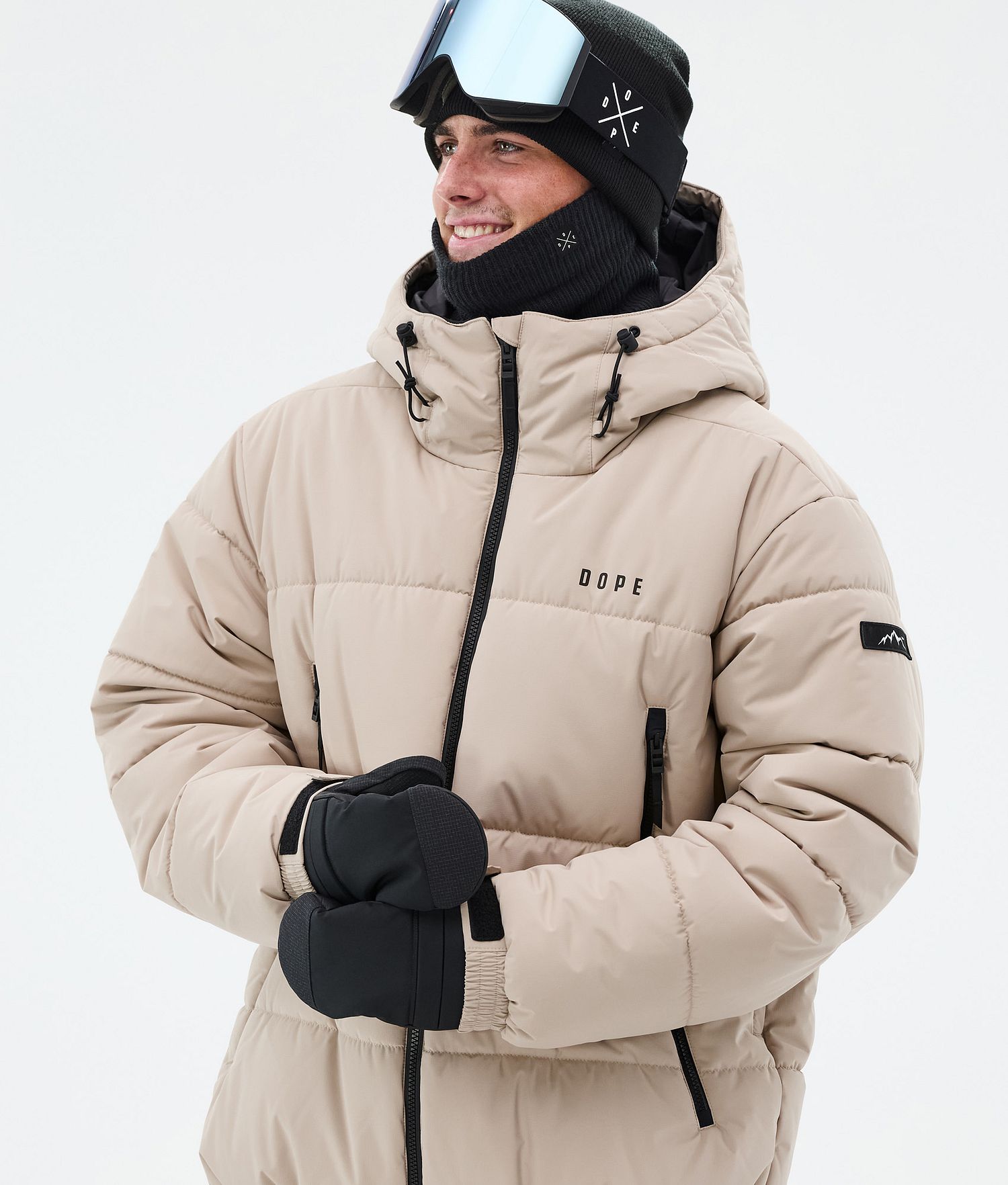 Dope Puffer Full Zip Ski Jacket Men Sand