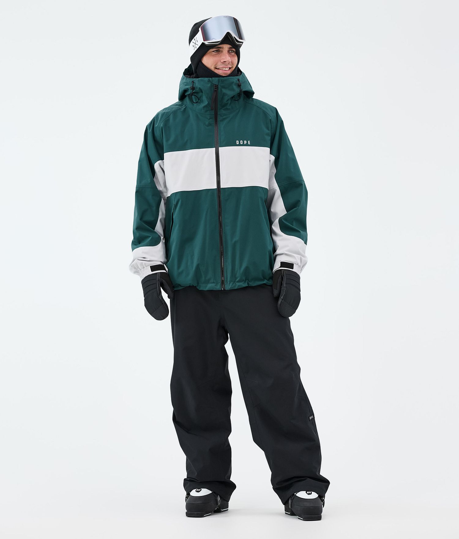 Dope Spartan Ski Jacket Men Stripe Bottle Green/Light Grey