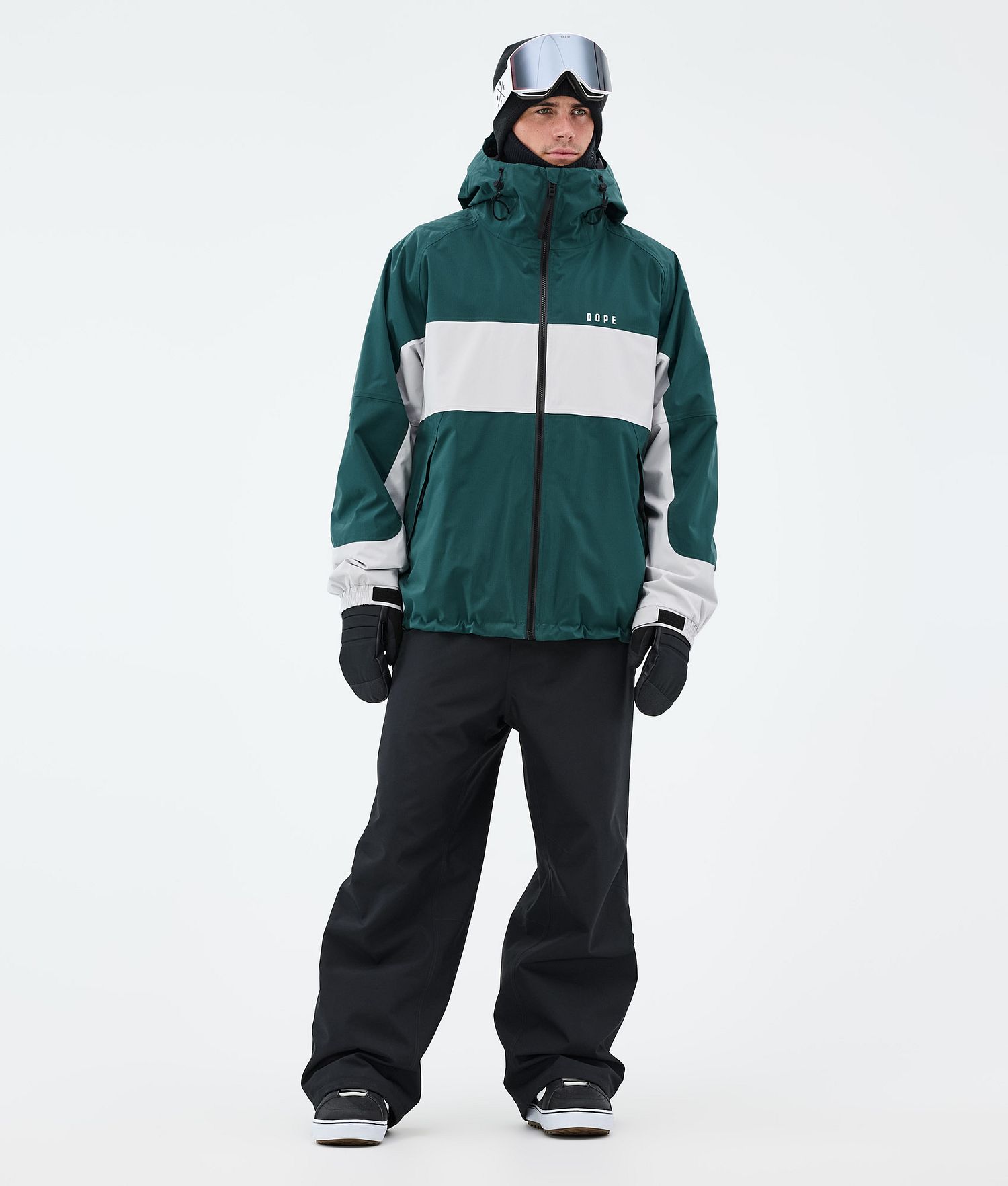 Dope Spartan Snowboard Jacket Men Stripe Bottle Green/Light Grey
