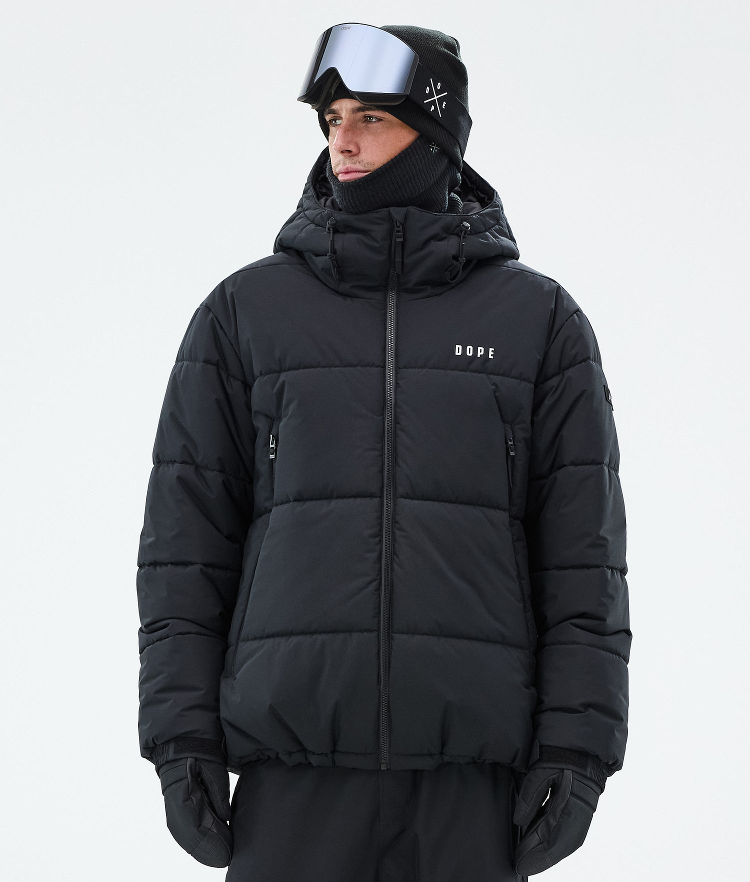 Dope Puffer Full Zip Snowboard Jacket Men Black