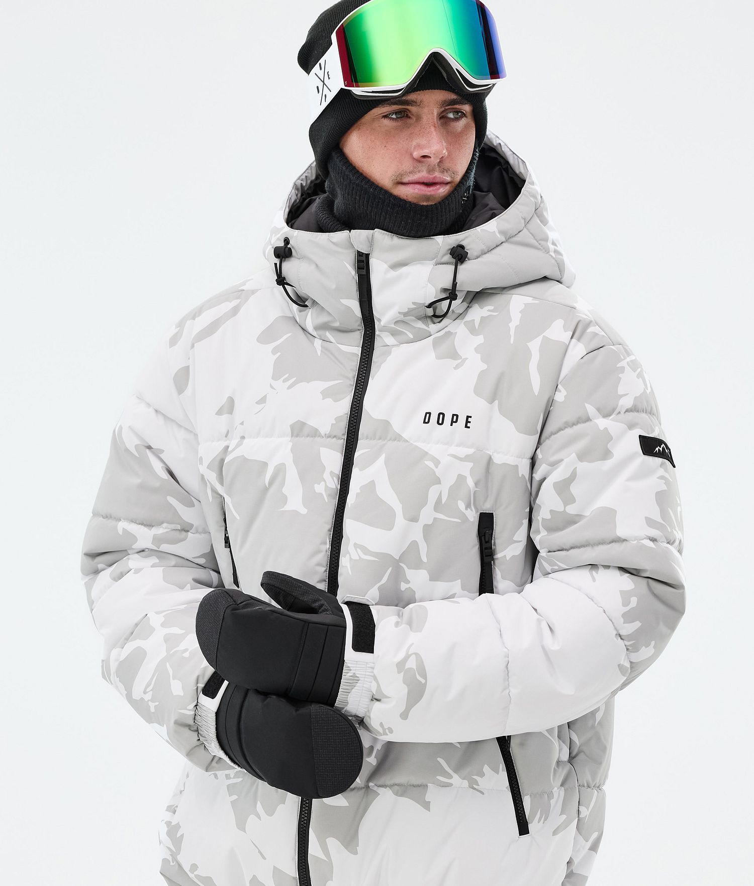 Dope Puffer Full Zip Snowboard Jacket Men Grey Camo