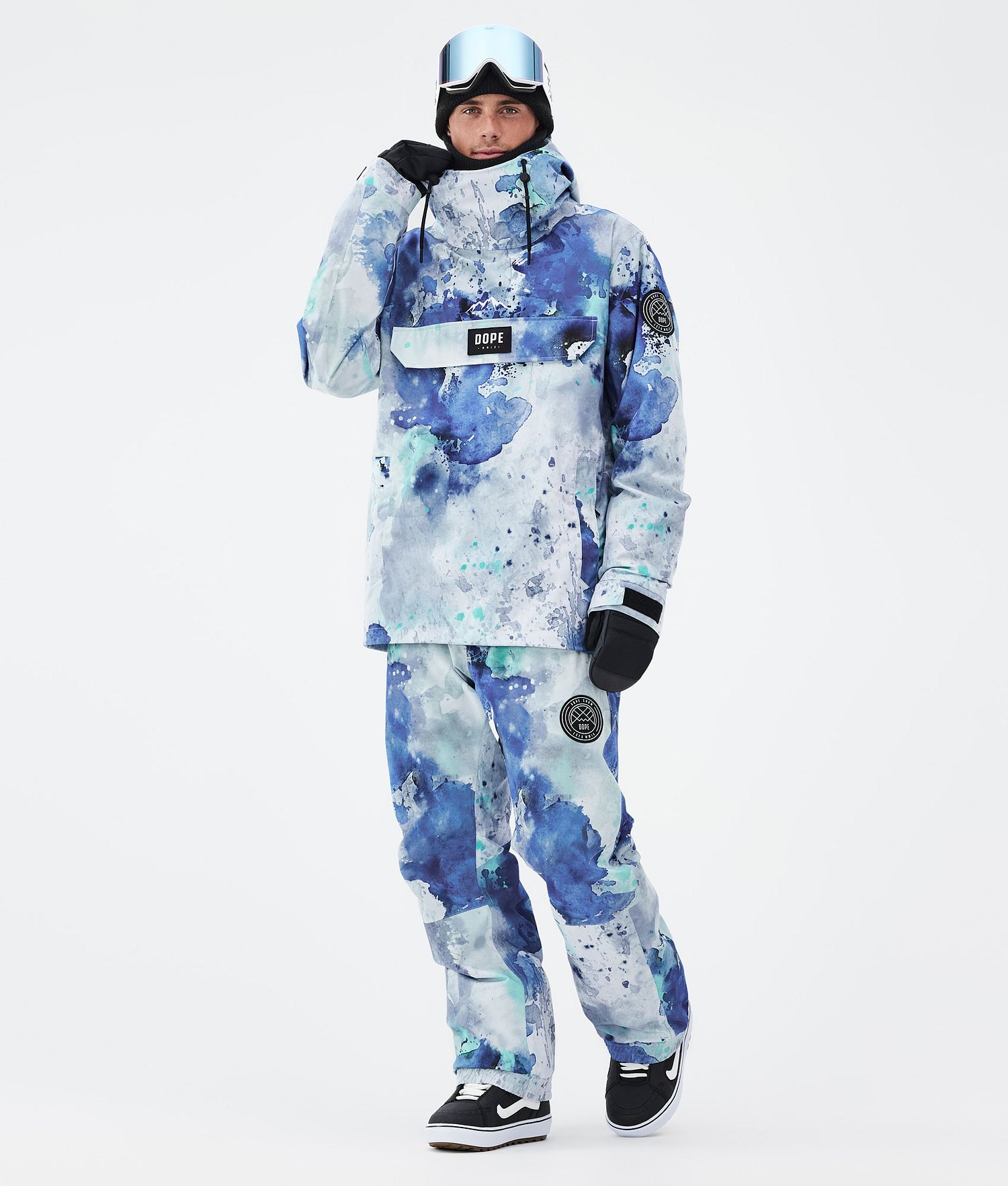 Dope Blizzard Snowboard Pants Men Spray Blue Green